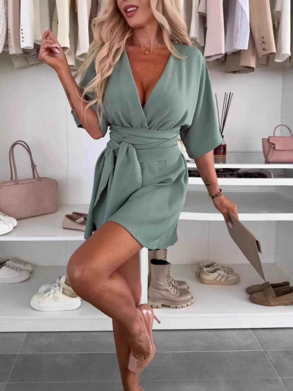 Full Size Surplice Tie Waist Romper Plus Size 757b7c57-dc7e-4bea-95a0-14686b2a1df5-Max-Origin
