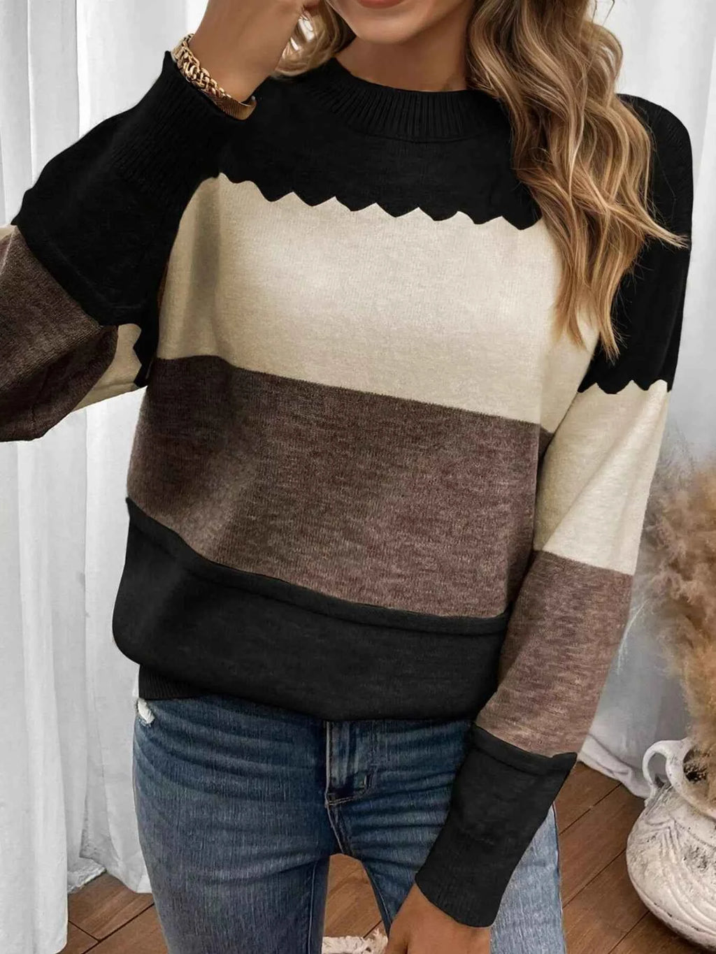 Color Block Crew Neck Drop Shoulder Sweater 7585daeab0dd414ca5c3d92a6fb2e2f1-Max-Origin