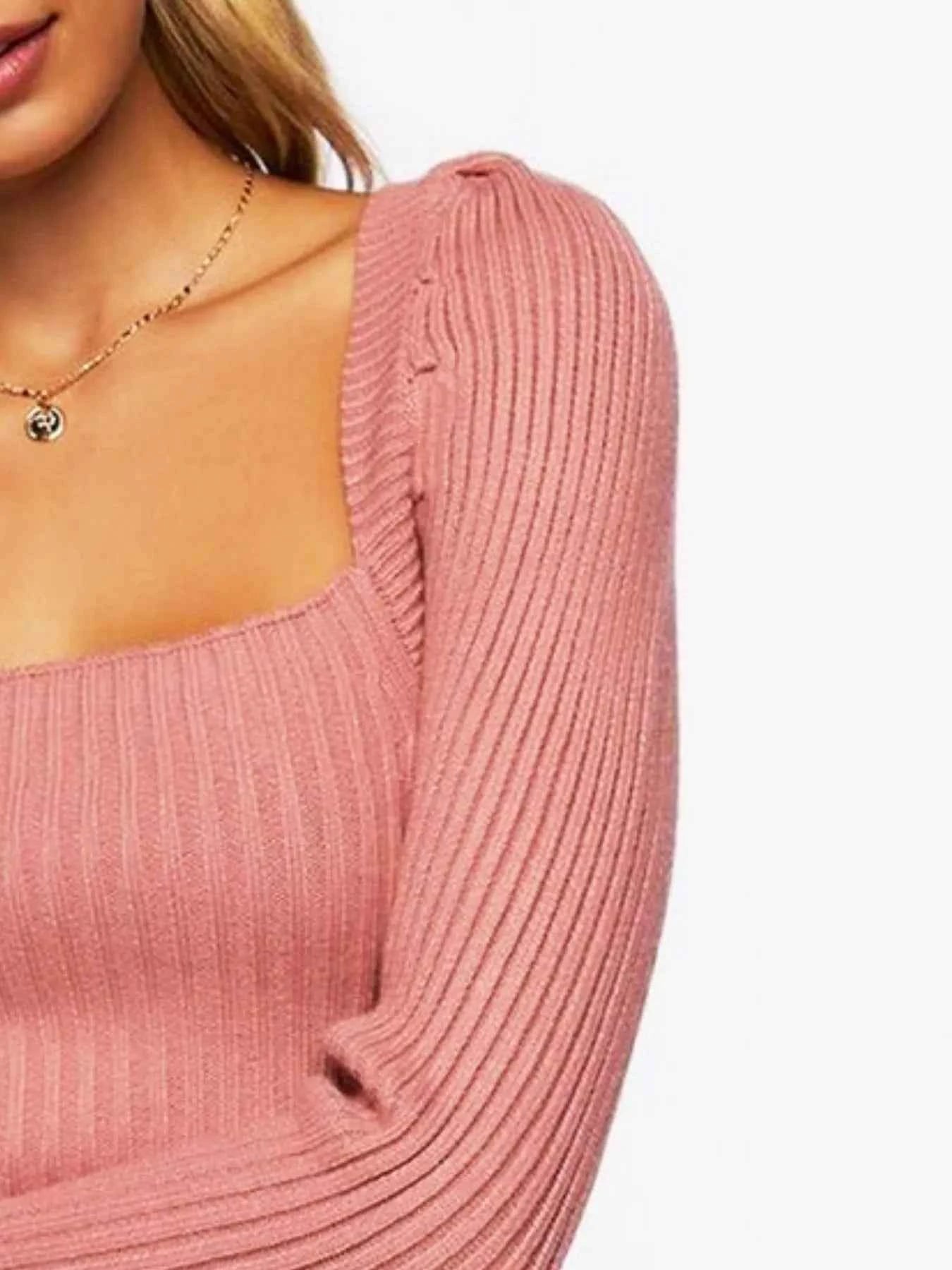 Ribbed Square Neck Long Sleeve Sweater 75a3cfbf-bdc1-4709-92c6-e24358ead039-Max-Origin