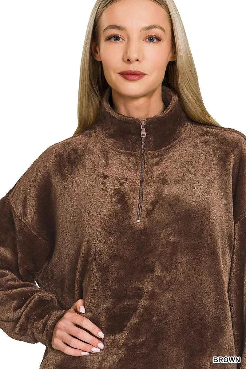 Zenana Faux Fur Half Zip Pocket Pullover 75b198843f534c36b70ef181412ef2ad-Max-Origin