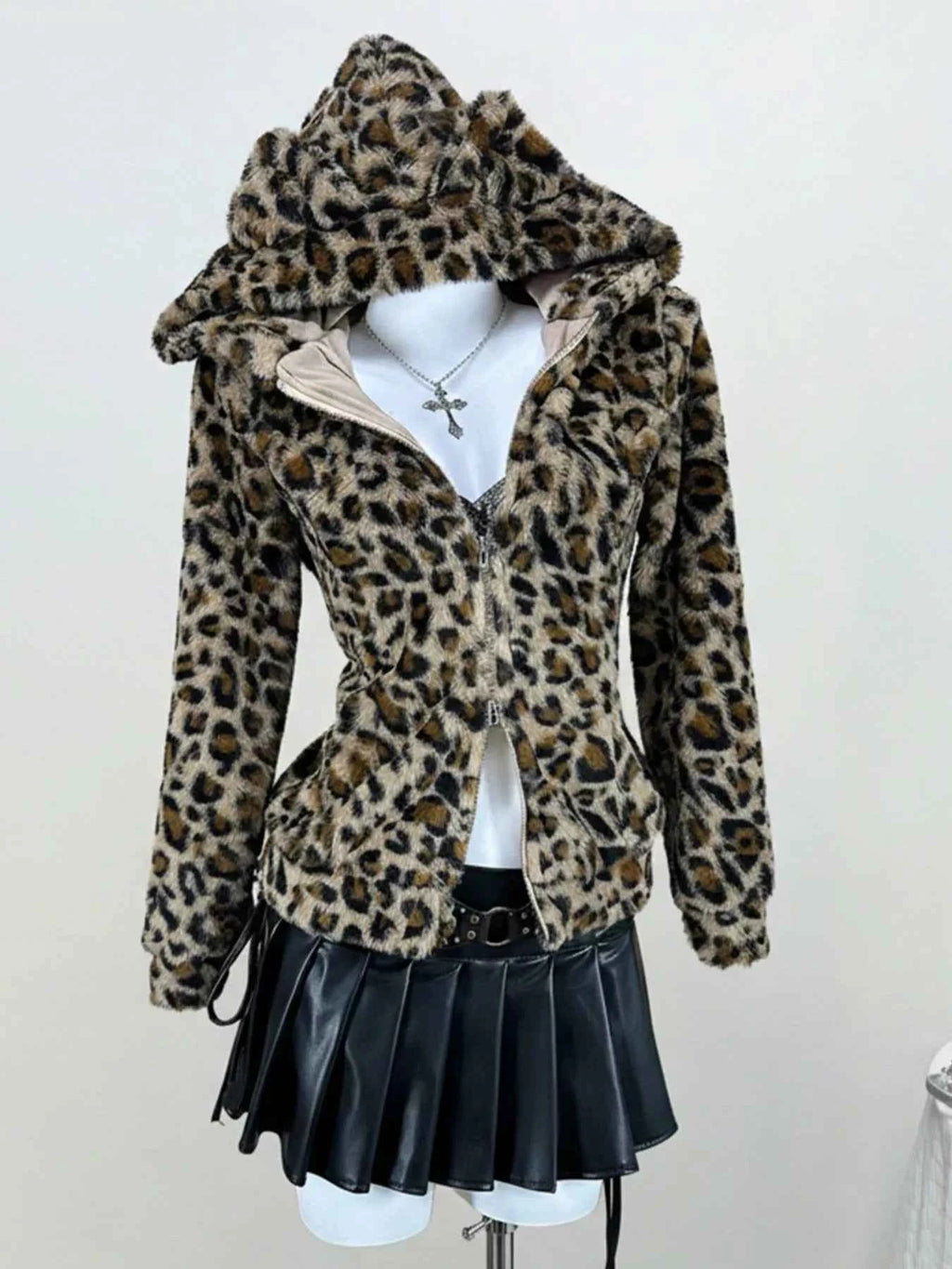Leopard Plush Zip-Up Hooded Outerwear 75b31c3f-21da-4daf-ad8b-20098d42202e-Max-Origin