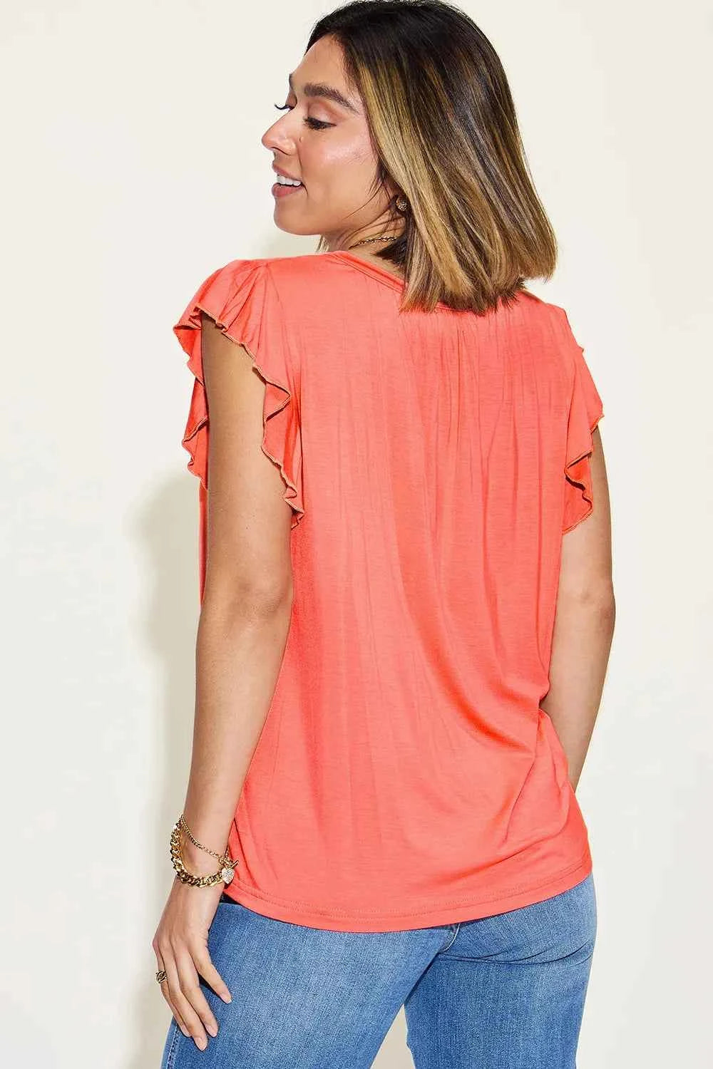 Basic Bae Full Size Bamboo Notched Ruffled Short Sleeve T-Shirt 75bf583b-11e8-400d-b790-2eed7629f9f3-Max