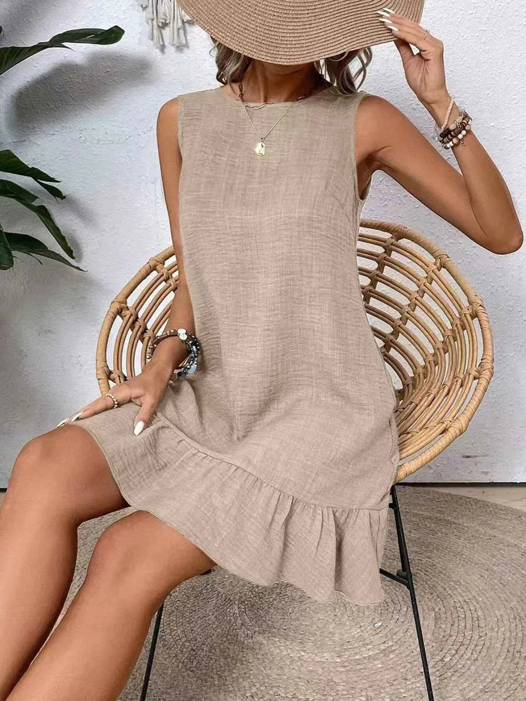 Ruffled Hem Round Neck Sleeveless Dress 75c14d89-77a3-4396-bcef-43ed5fac6e16-Max-Origin