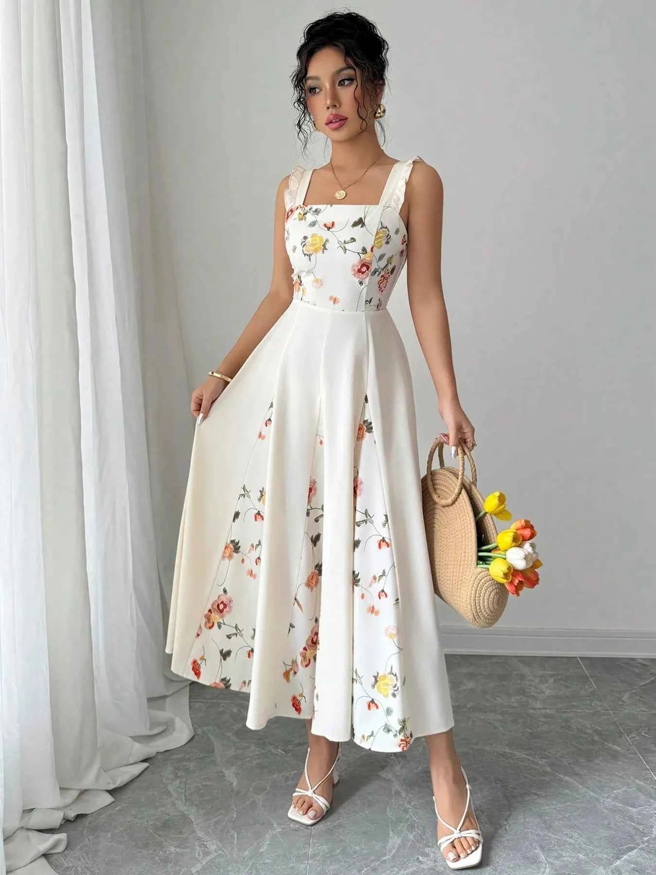 Printed Square Neck Midi Dress 75c36885-58ba-4522-9327-a7168b7c9023-Max-Origin