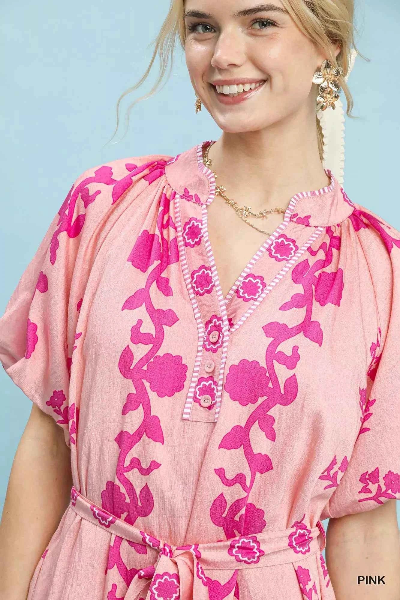 Umgee Floral Tie-Waist Boho Mini Dress 75c7f330-e636-4235-bbe8-2fdd2d7e4308-Max-Origin