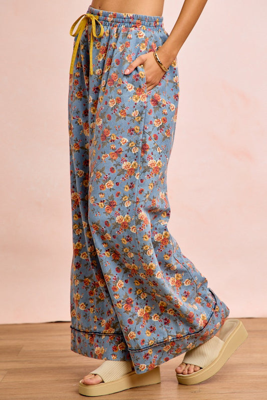 Floral Printed Drawstring Wide Pants 75d7dadfa4424f03b4ae00bfb0cbbff3-Max