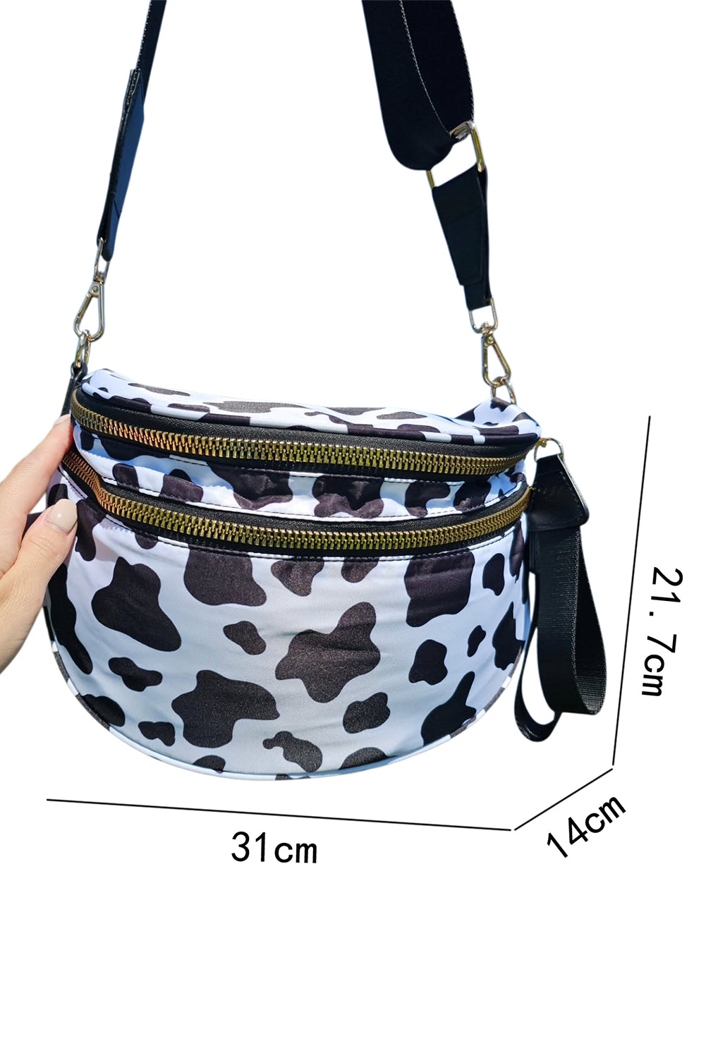 Pink Checkered Print Wide Strap Large Crossbody Bag Black white ONE SIZE Shell:100%Polyester+Lining:100%Polyester 75e7aef3133760a3