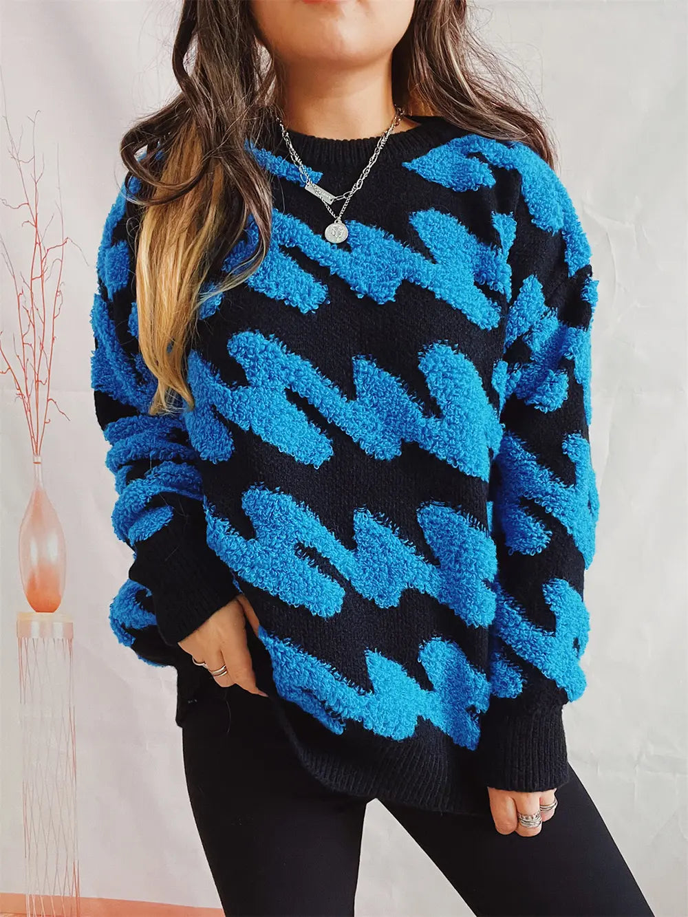 Ribbed Striped Dropped Shoulder Sweater Sky Blue 75f80a79ddb44da19fc9a1f1f09af4ef-Max