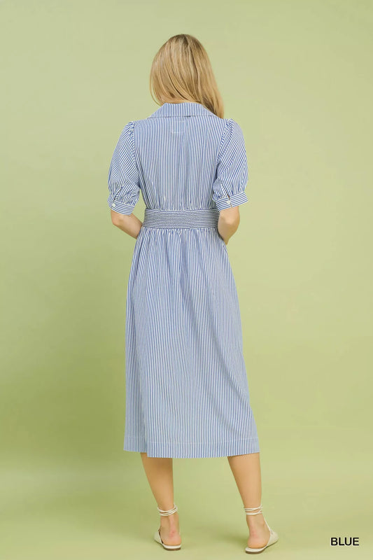 Striped Midi Dress with Front Zipper 75fa5ea5-b966-4fcc-a3eb-29fd9927f7dc-Max-Origin