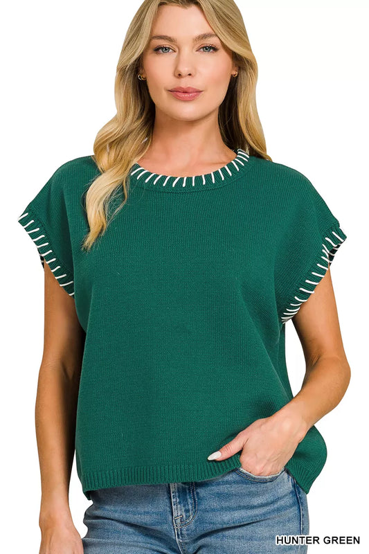 Stitch Detailed Oversize Sweater HUNTER GREEN 75fc77fb-76b1-43a2-8b46-b878c75e4939-Max-Origin