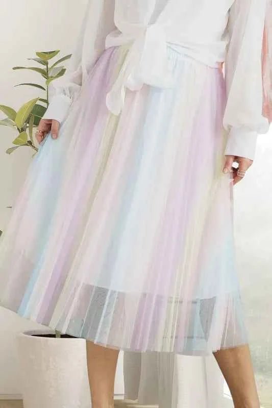 ADORA Unicorn Pleated Mesh Flare Midi Skirt 76016b76ac434bc98151f19fa897155a-Max-Origin