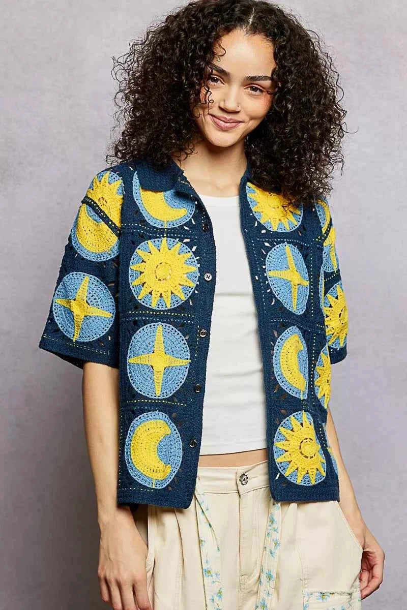 POL Openwork Short Sleeve Crochet Shirt 76032475-1db4-4337-9455-3e01f6c92e3b-Max-Origin