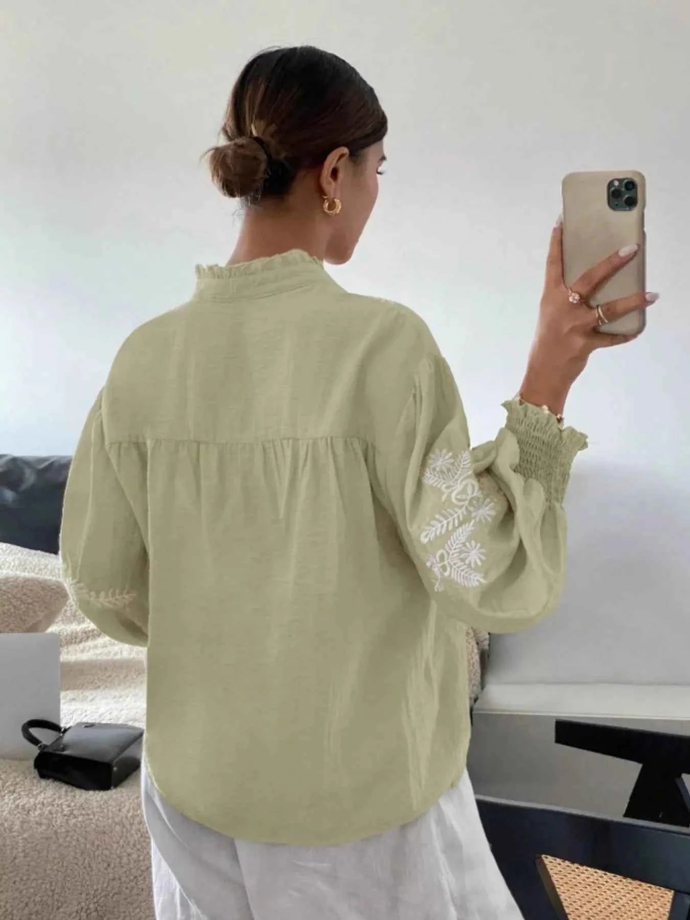 Embroidered Long Sleeve Blouse 76185bca1ced4e9db40433e88f7f7147-Max-Origin