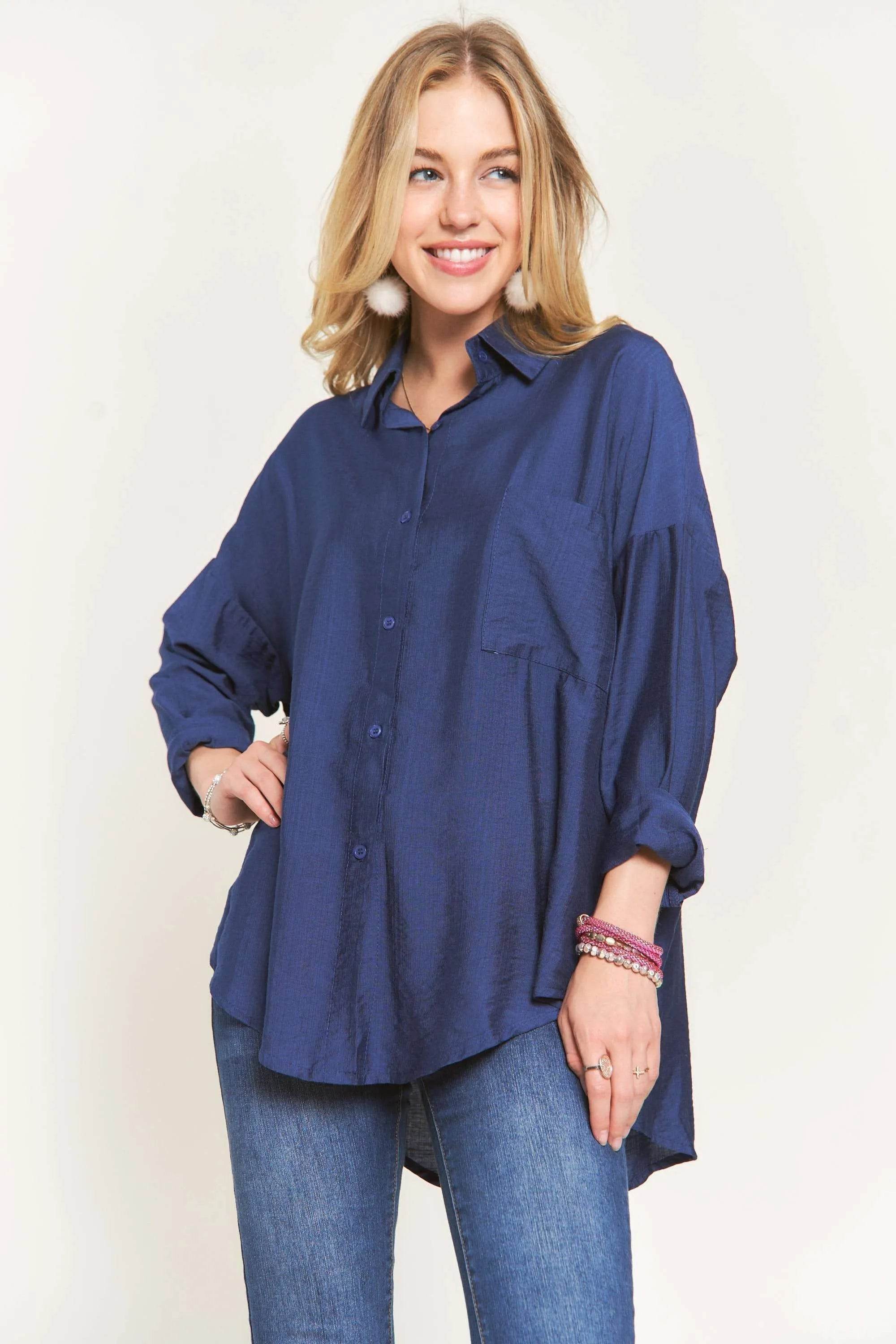 ADORA Button Down Linen Shirt NAVY 761b209eafc64824820db81935af6807-Max-Origin