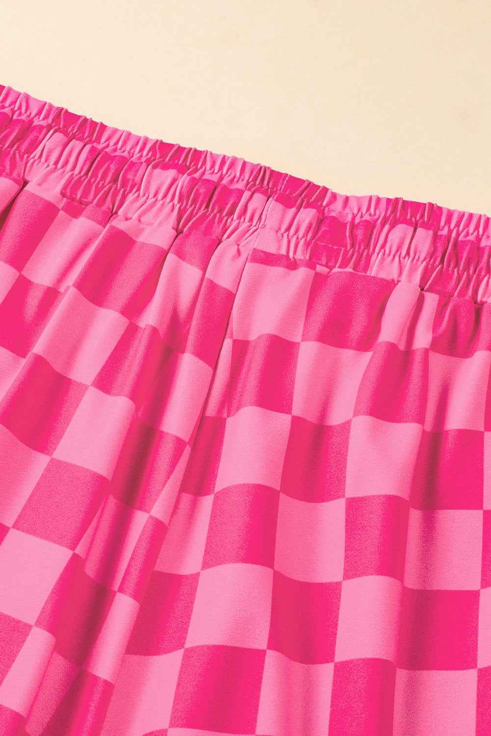 Rose Checkered Drawstring Elastic Waist Casual Shorts 761f4b2182af3989