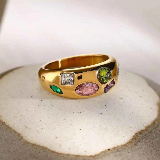 18K Gold-Plated Colorful Zircon Ring 76438d7e-62f9-45a8-bc9b-7039c1c2bc33-Max-Origin