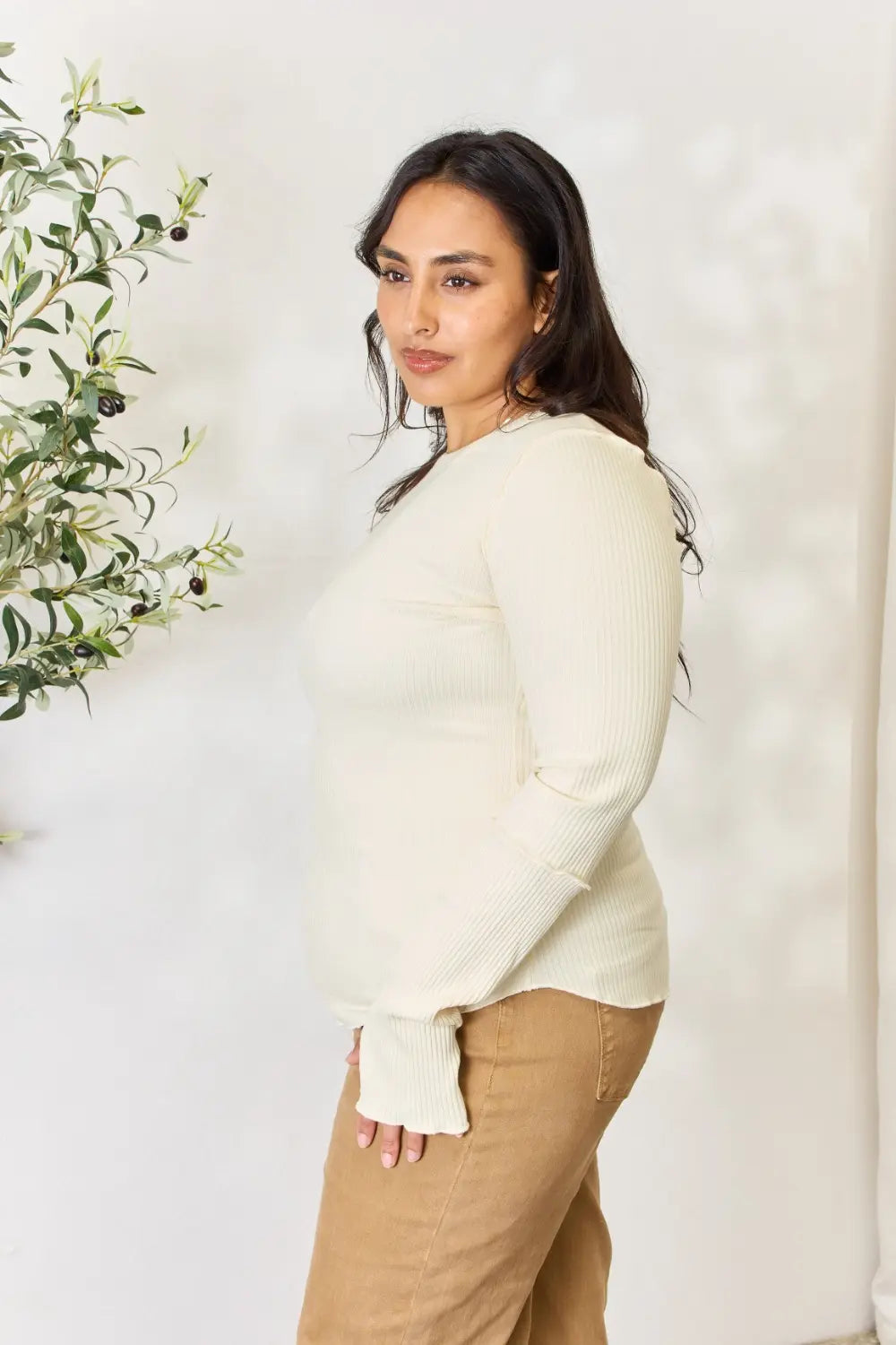 Culture Code Full Size Ribbed Round Neck Long Sleeve Top 76451d19c8854e71b52342d655032cc6-Max