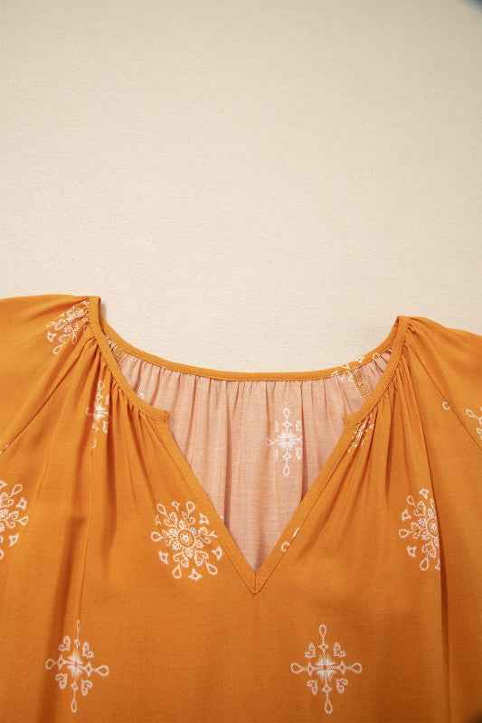Plus Size Boho Floral Boho Notch V-Neck Top 764ca727-63e1-443a-a4fe-3f947f573a75