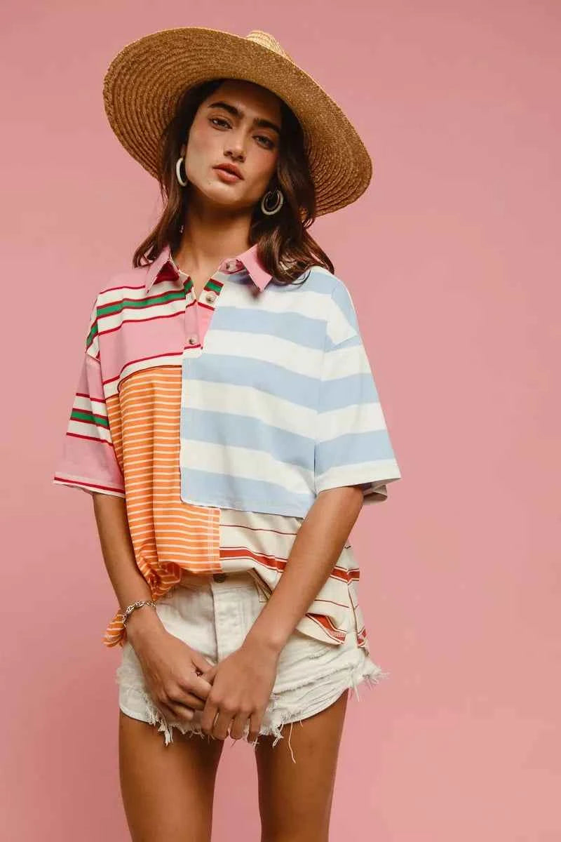BiBi Mix And Match Stripe Color Block Shirt 7652a8711082480f9321ef3a3e9fe793-Max-Origin