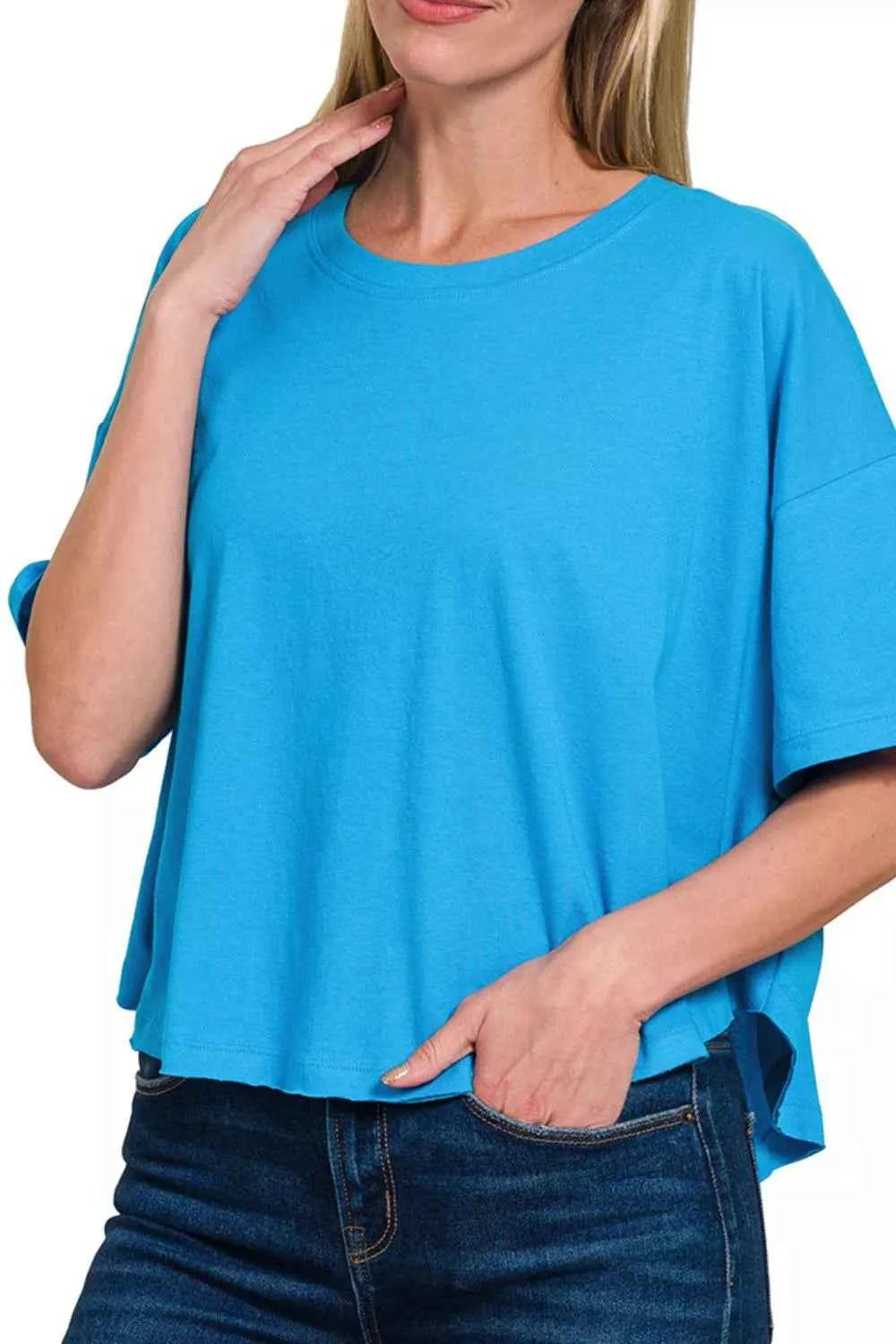 Zenana Cotton Round Neck Short Sleeve T-Shirt 7655e801-5210-4670-80c0-b24a4579f984-Max-Origin