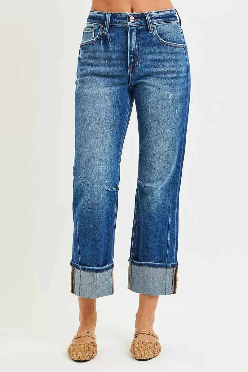 RISEN High Rise Straight Jeans with Distressed Hem 7658ea0c0ee44a15af0929c0b39c4b37-Max-Origin