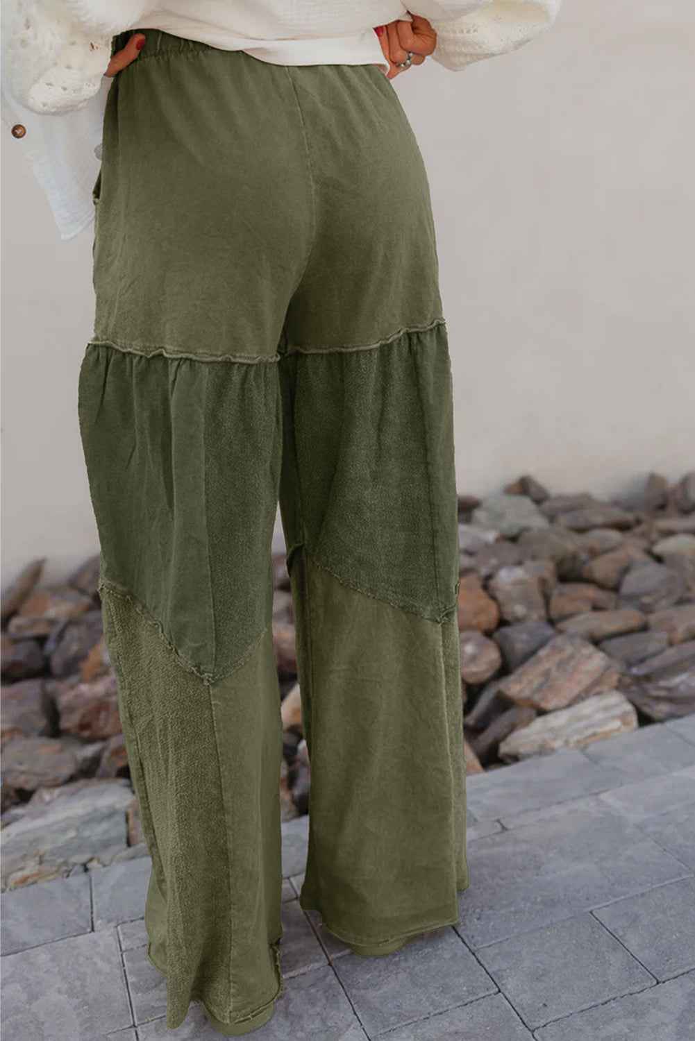 Ashleigh Blue Careys Mineral Wash Tiered Wide Leg Patchwork Drawstring Pants 7671adfa1da5a5dd