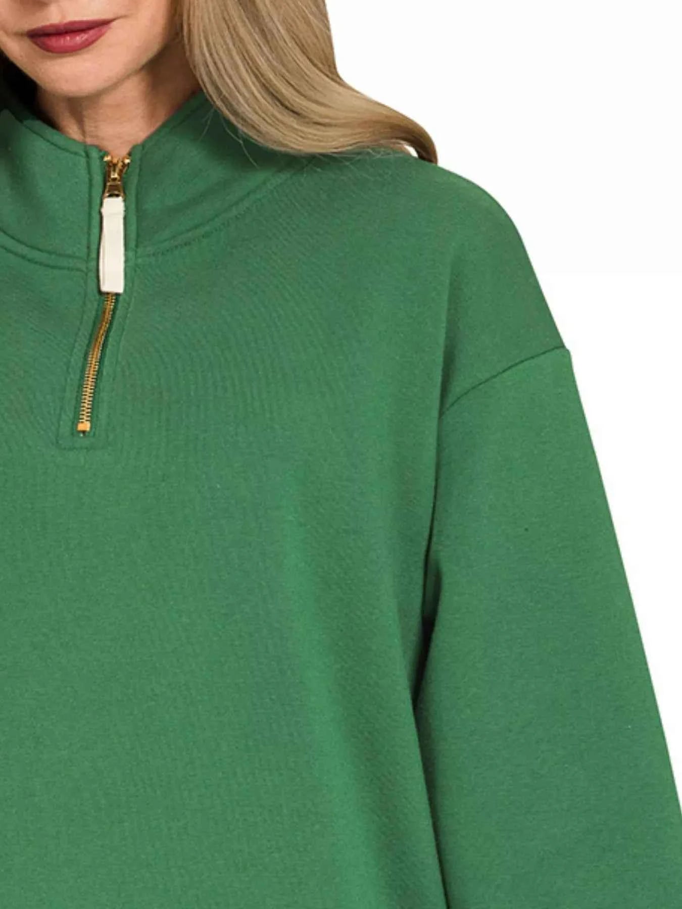Zenana Fleece Half Zip Sweatshirt