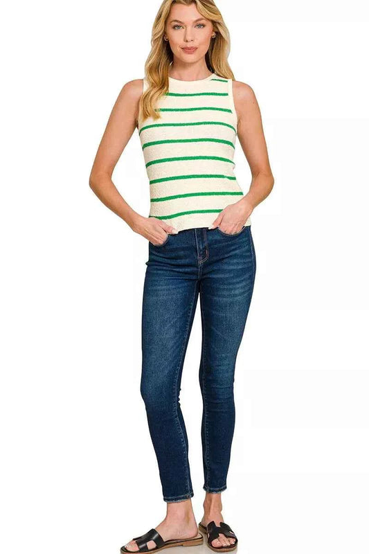 Round Neck Stripe Knit Tank Top 7676fc4a2b264a17a1beea1642cda844-Max-Origin