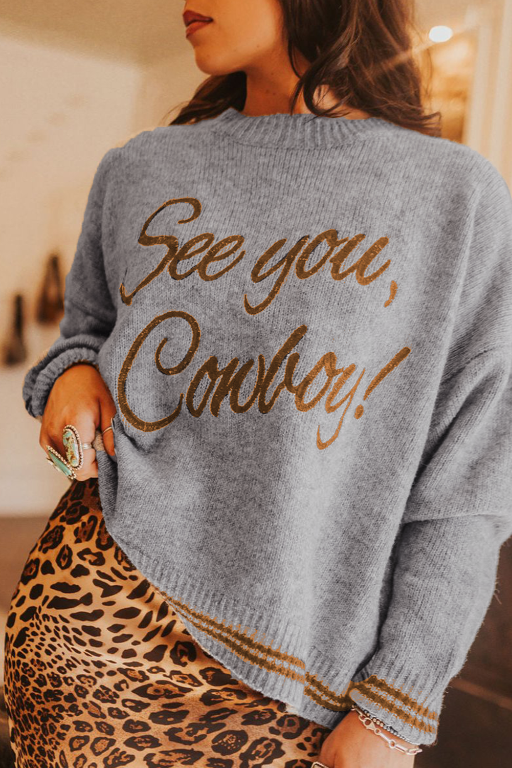 Peach Blossom Letter Embroidered Graphic Sweater 768e95d1c972084d