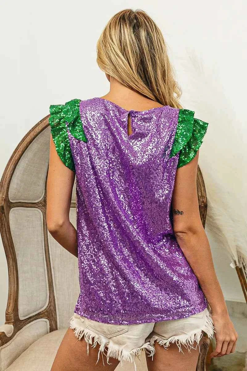 BiBi Mardi Gras Sequin Color Block Ruffled Top 76918a217261415d8342b4431ec04ef0-Max-Origin