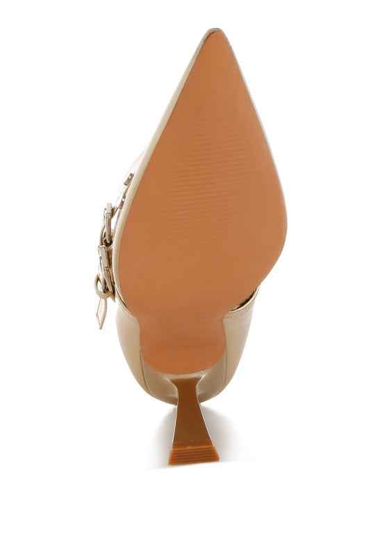 Marinta Metallic Slim Flared Heel Strappy Boots 769d5d50-06fd-469d-971d-4c1225650457