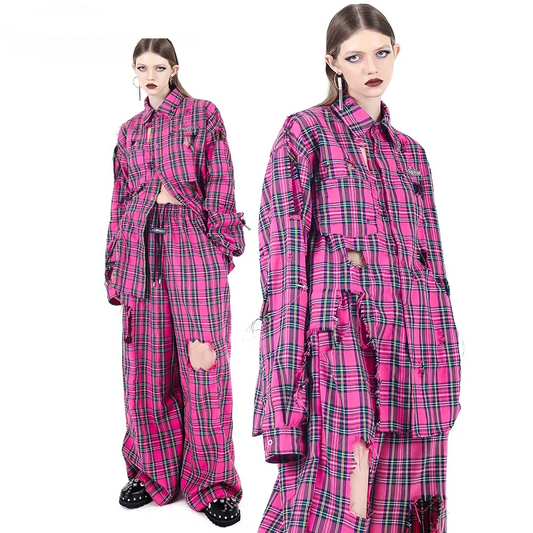 The Pink Grunge Check Two-Piece Set 76C15A5CAFCF1CB69B354DF7F31FB903