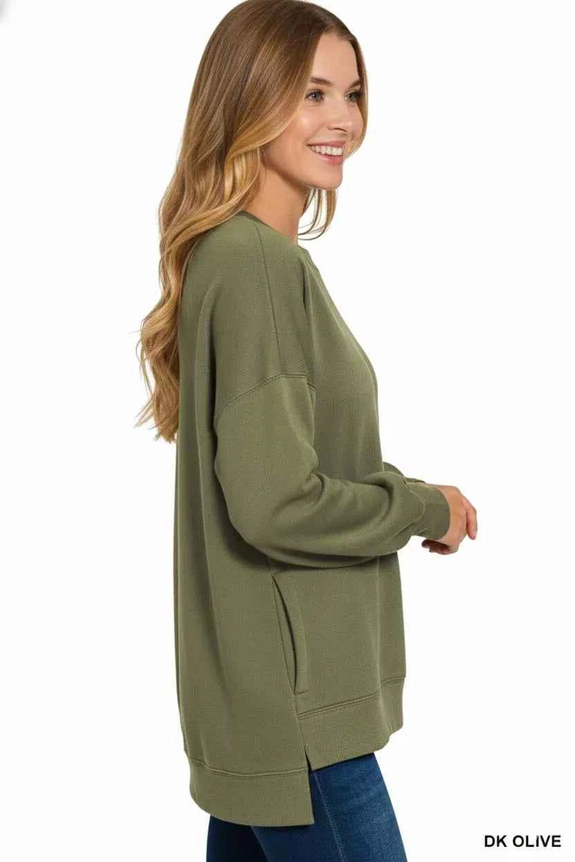 Zenana Fleece Hi-low Boyfriend Sweatshirts with Pockets 76a14bcf-288a-47bf-b759-bc6992692740-Max-Origin