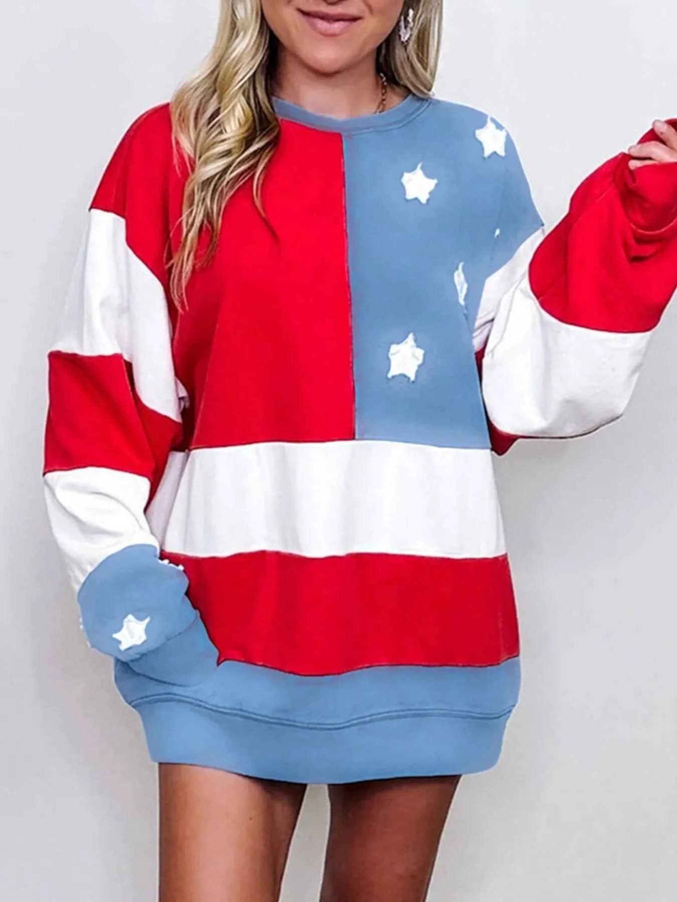 Multicolour American Flag Vintage Oversized Sweatshirt 76aa4a8f-b4aa-4792-af13-e82b8af50a76-Max-Origin