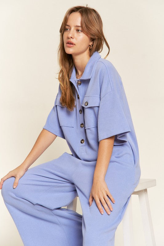Basic Collar Shirt Wide leg Jumpsuit 76b0086e-f631-40e9-829a-5366c3d51f05