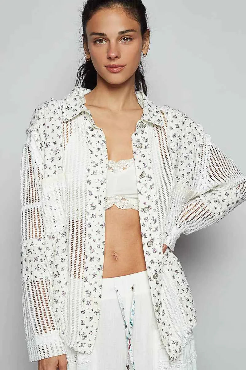 POL Floral Crochet Patchwork Long Sleeve Shirt White 76b445e5-0130-42cd-8fb1-7be14b5a9245-Max-Origin