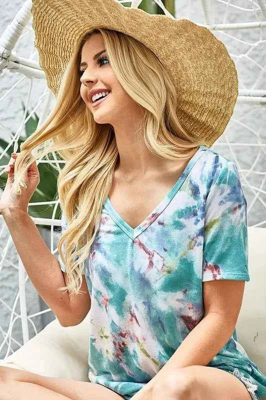 Tie Dye Terry V Neck Top 76b9e99efafc4dc8b8cd0f373ca1976c-Max-Origin
