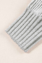 Light French Beige Striped Print Ribbed Knit Raglan Sleeve Baggy Sweater 76ea140630cd2454