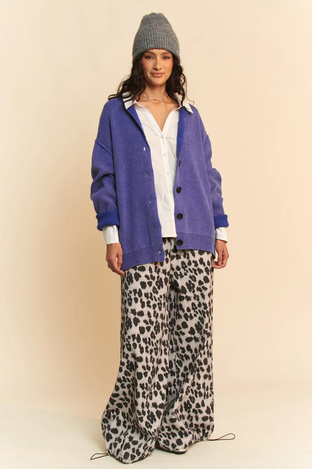 Davi & Dani Shawl Collar Ribbed Detail Button Up Cardigan 76ec2563-babb-4356-a076-7cc872d1727d-Max