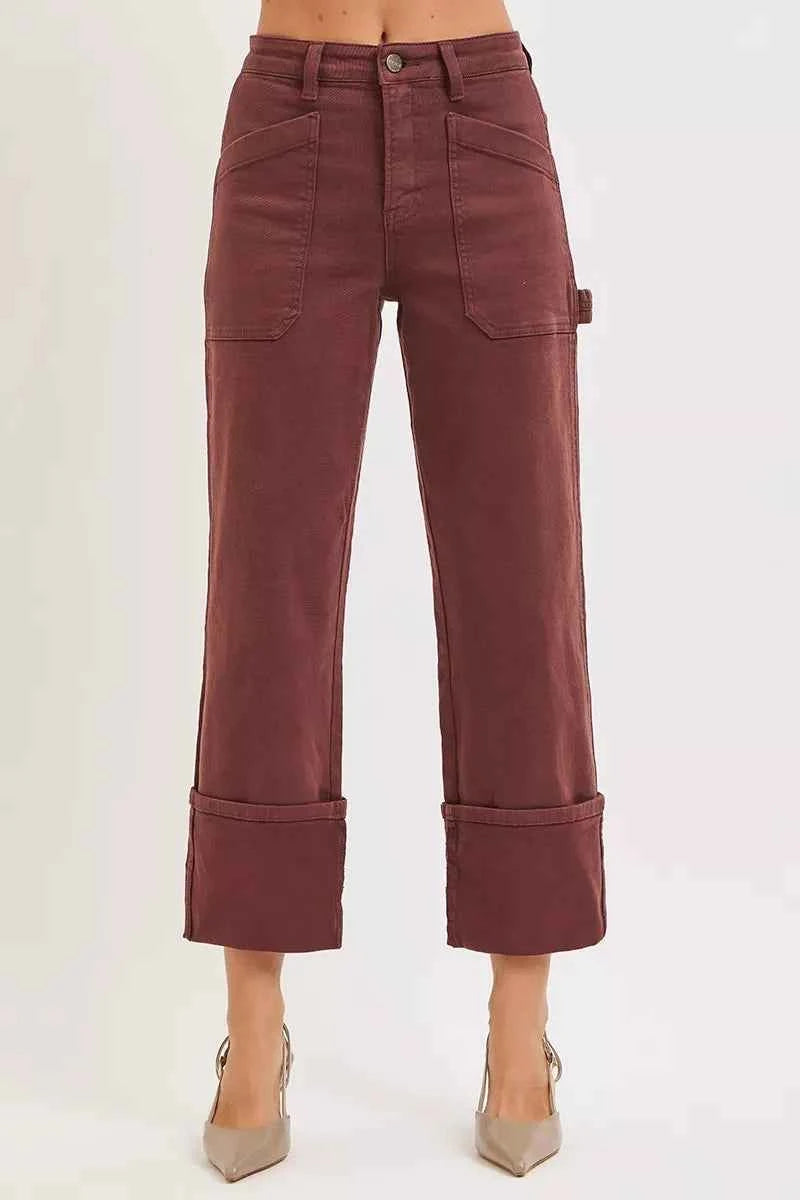 RISEN Full Size High Rise Wide Straight Cuffed Patch Jeans Plus Size CHOCO BROWN 76efa5e99d754efe8775f142ffb7f546-Max-Origin