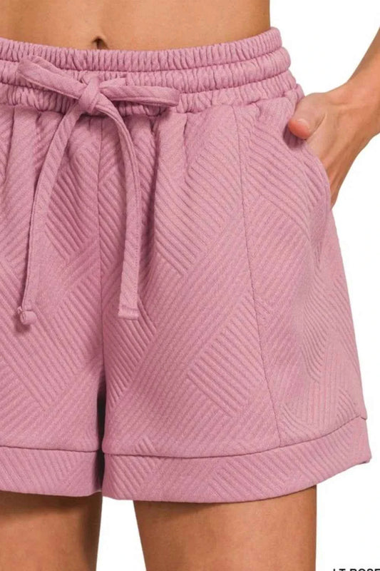 Textured Knit Jacquard Drawstring Shorts 76f218a9-8d7b-4792-8cab-88260646cfce-Max-Origin