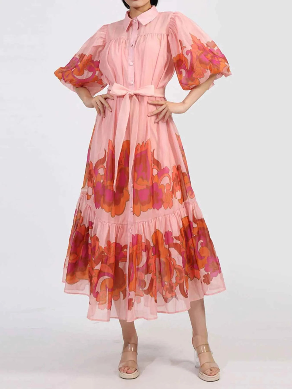 Button Front Puff Sleeve Dress 76f3421a-1da0-4261-8b2d-d360ab0d766c-Max-Origin
