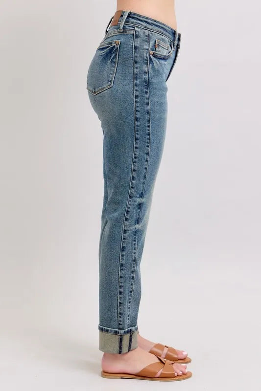 Judy Blue Full Size Mid Rise Vintage Wash Double Roll Cuff Boyfriend Jeans Plus Size 76f8b1d8d9e84e60b5e8a8dc0b179df3-Max-Origin
