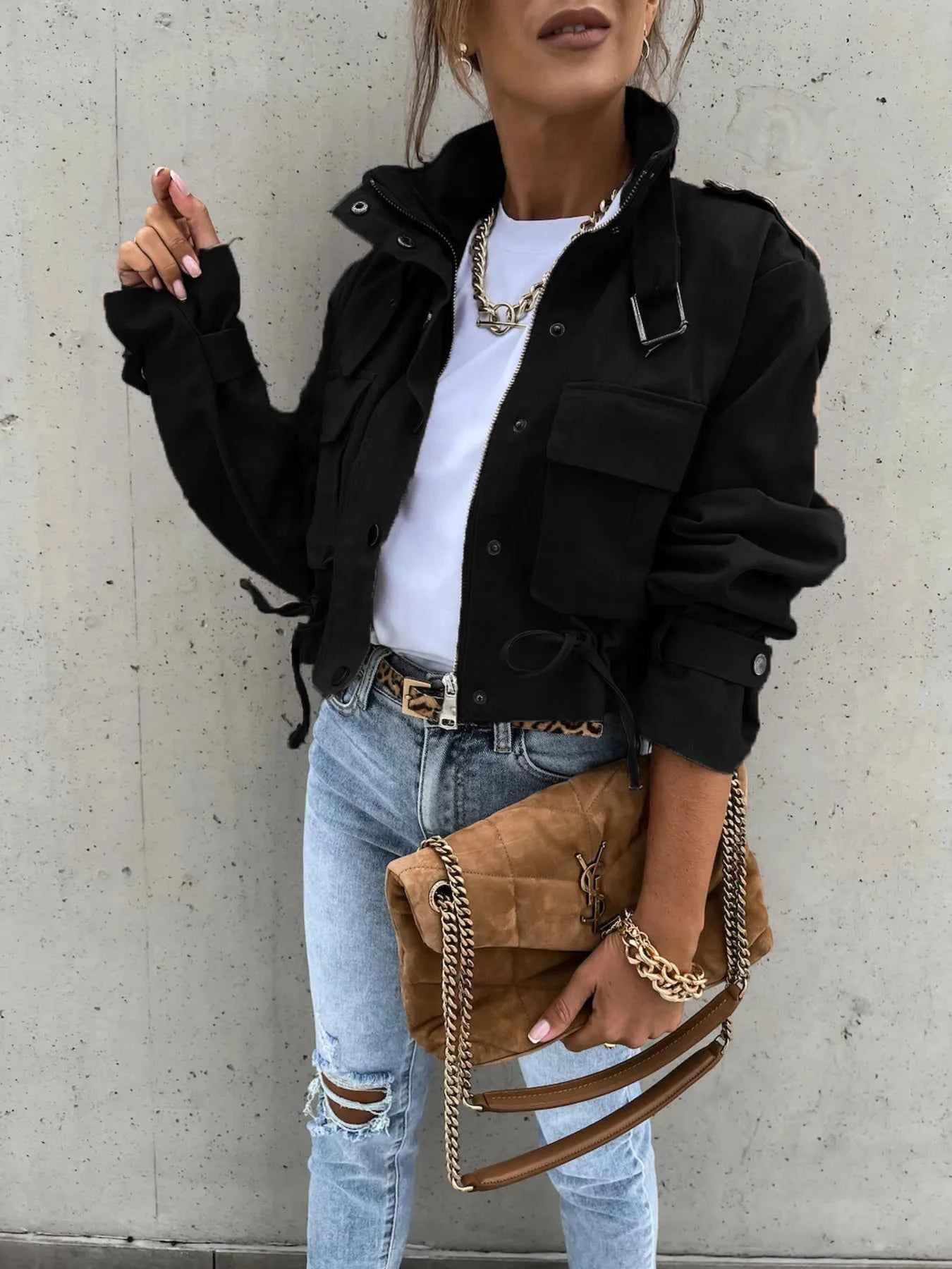 Snap Down Long Sleeve Jacket 7701d046a202421b881b47f6d0b76502-Max-Origin