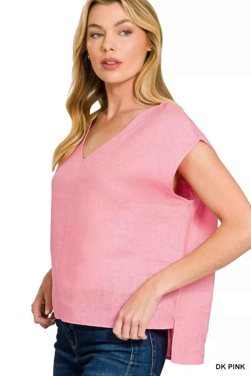 Zenana Linen V-Neck Sleeveless Top 77171571197c45f6a3e0d5400fca4625-Max-Origin
