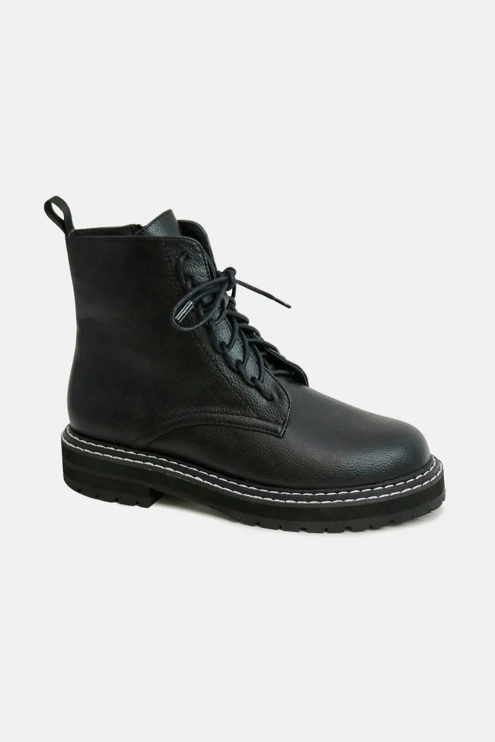 Beast Fashion Faux Leather Lace-Up Boots with Side Zipper 77226719-8c56-41c7-956b-dbaa868d312f-Max