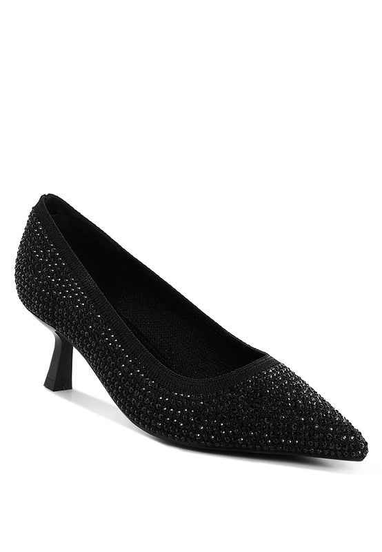Vimto Breathable Flyknit Rhinestone Pumps Black 77254df5-a18b-49d3-9111-5ac886bf17b3