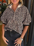 Half Zip Half Sleeve Blouse Leopard 772c1b03-f32a-4f5e-84a8-3eaa050258b5-Max-Origin