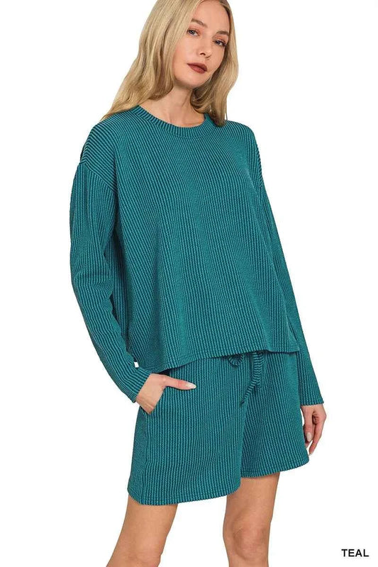 Zenana Corded Rib Long Sleeve Tee and Shorts Set 773b7f02264d4dfb91aaab83b232d389-Max-Origin