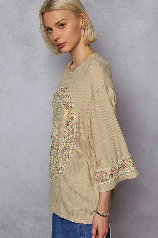 Floral Peace Patch Drop Shoulder T-Shirt 774a4f8e-af79-4053-bde0-9631af696fae-Max-Origin